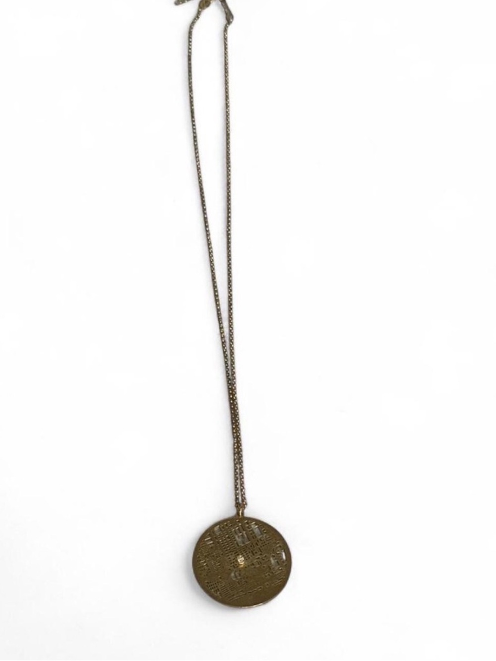 Gold-Tone Round Pendant Necklace